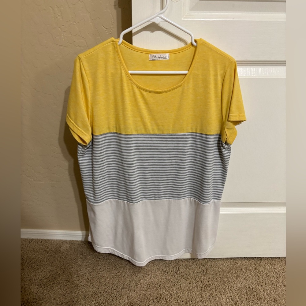 Yellow and Gray Striped T-Shirt